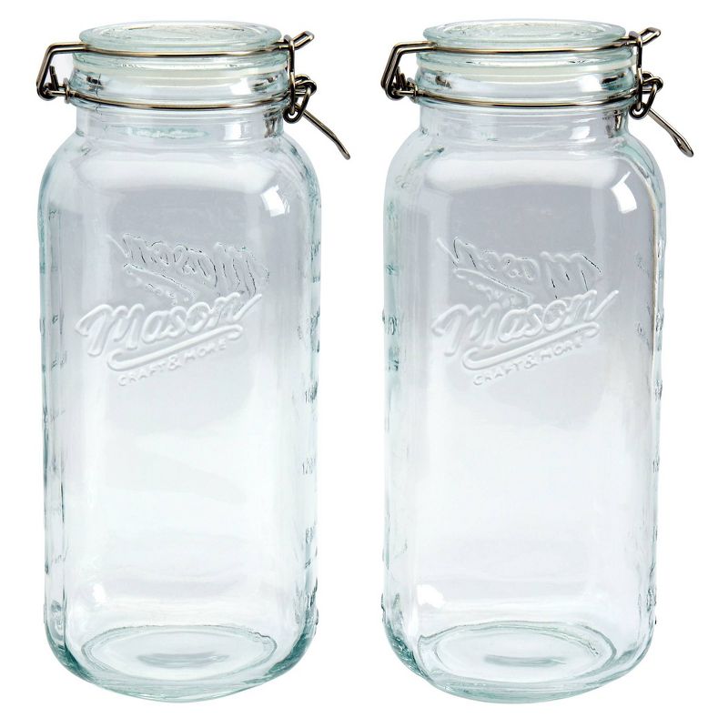 Grant Howard 51091 102 Ounce Classic Wide Mouthed Embossed Glass Mason Storage Jar Storage Container with Airtight Screw On Closing Lid