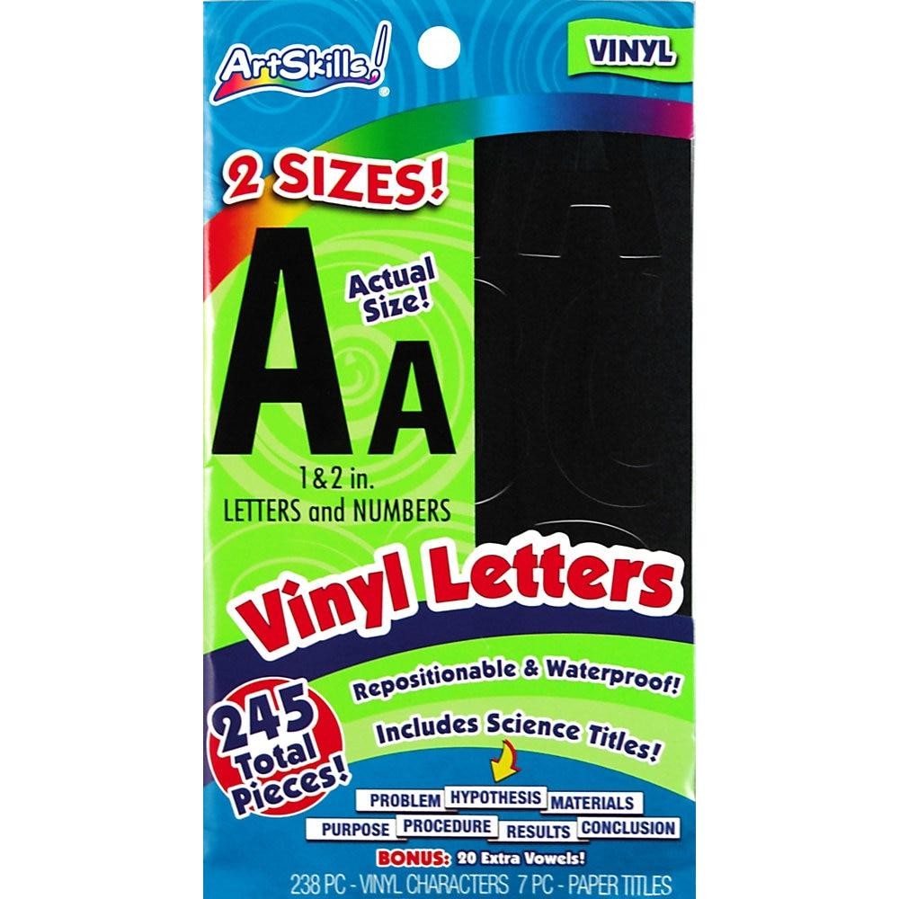 Poster and Bulletin Board Vinyl Letters and Numbers Black 1" and 2" h 250/Pack PA1349