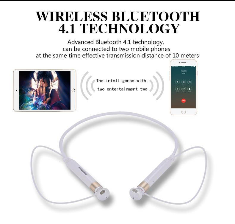 Fineblue FD600 Wireless NFC auriculares Bluetooth Stereo Headset Earphone Anti Lost Vibration Voice Prompt Sport Headphone - Black Gold