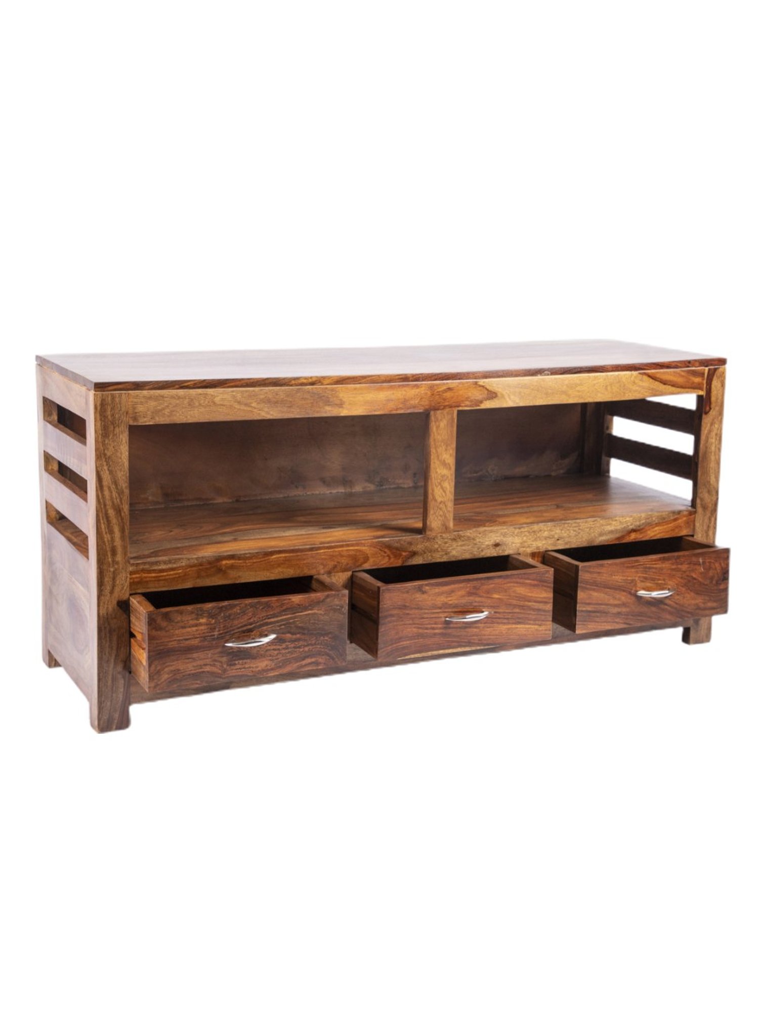 Ikiriya Allen Solid Brown Wood Console Table Teak Finish