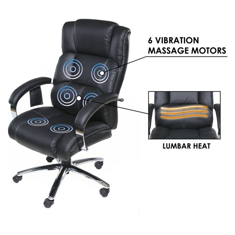 Executive 6 Motor Massage Chair with Lumbar Support and Heat Black - OneSpace