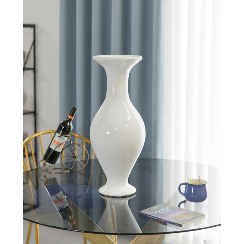 Uniquewise Large White Modern Fiberglass Vase 23.5 Inch High