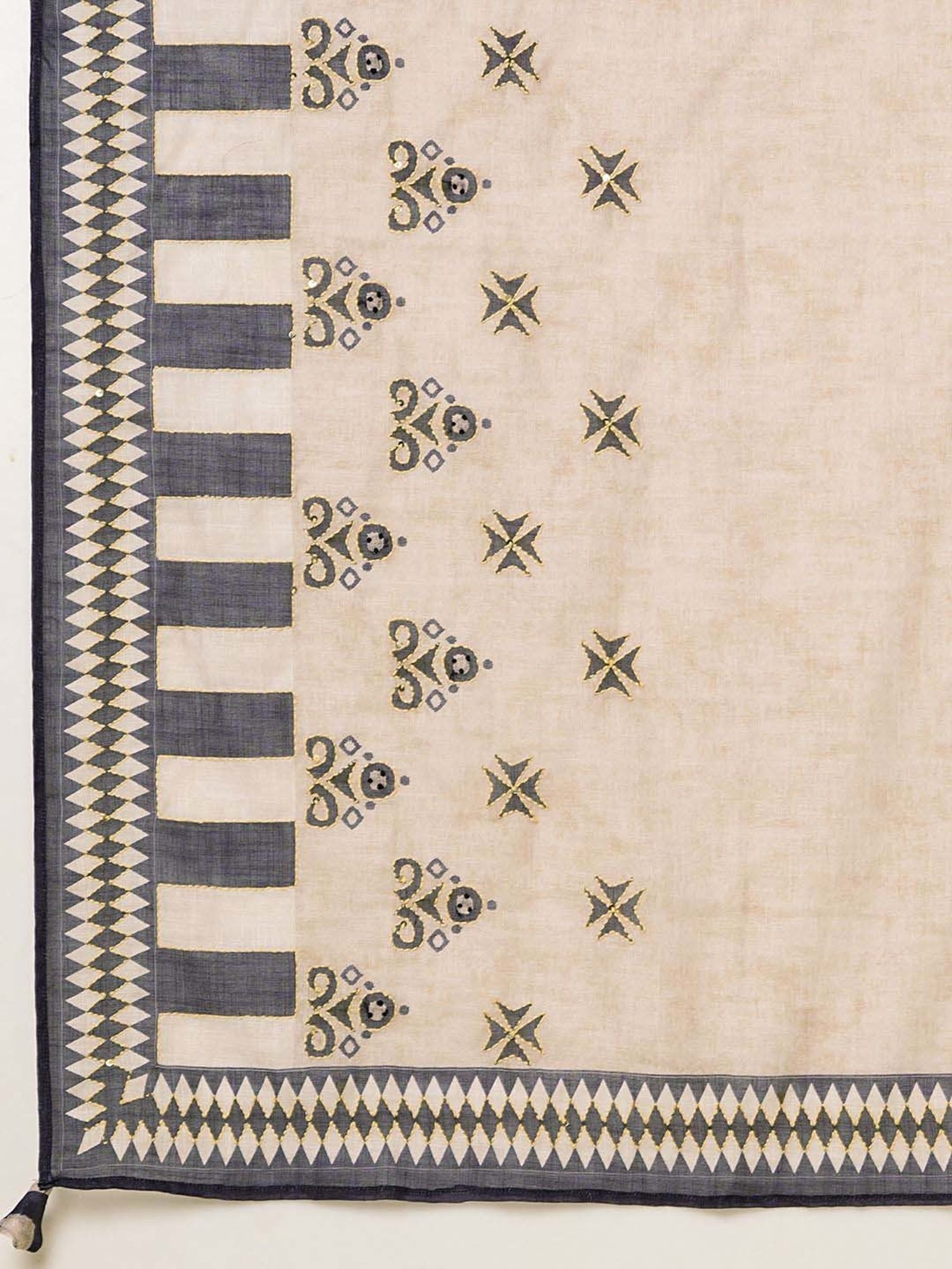 Saffron Threads Black Printed Straight Kurta