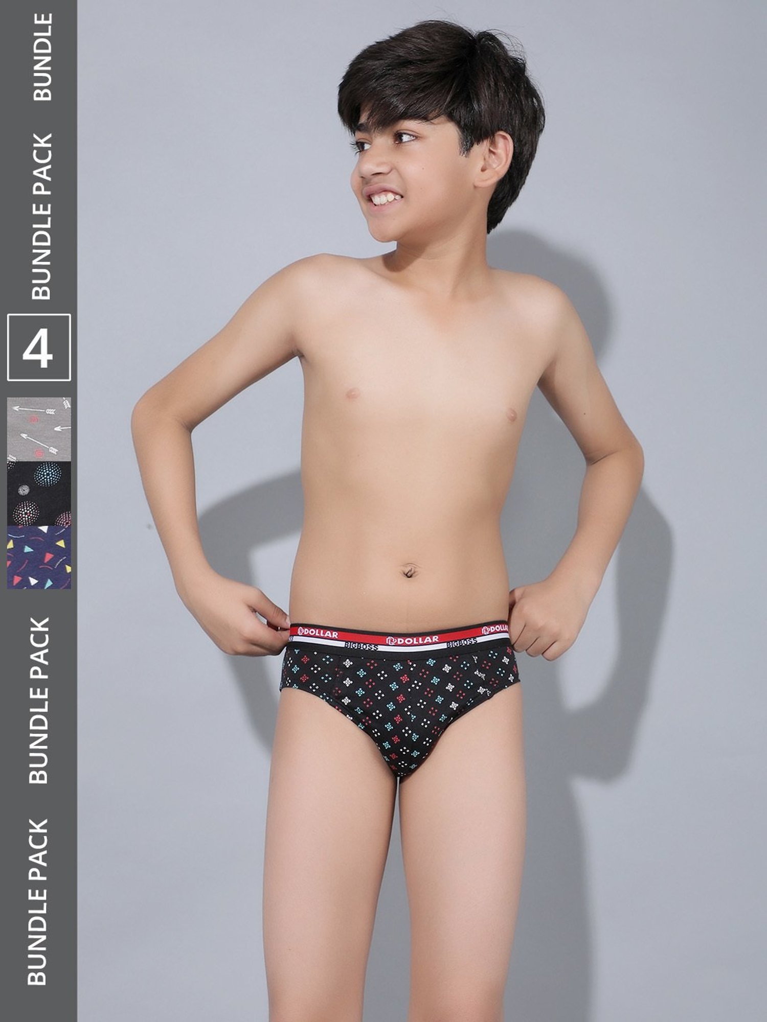 Frenchie Kids Pink & Grey Solid Briefs (Pack Of 2)
