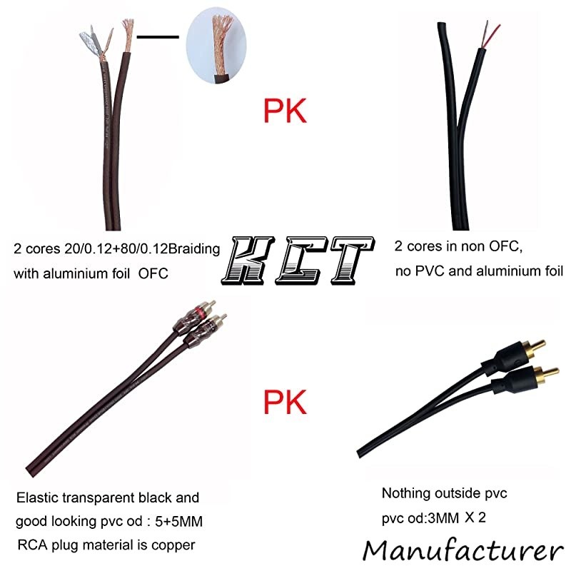 Three Shielded Metal Plug RCA Audio Cable Oxygen Free Copper interconnect Cable