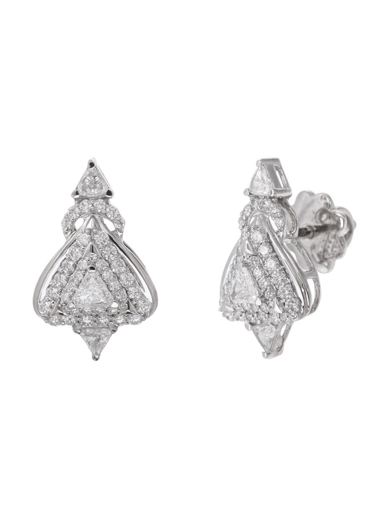 CKC 18k Gold & Diamond Earrings with White Rhodium Polish for Women