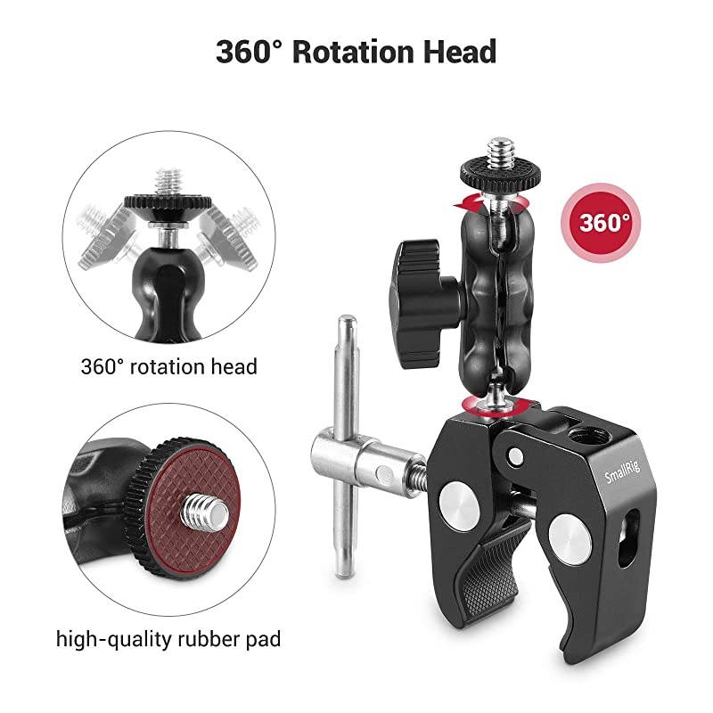 MultiFunctional Ballhead Clamp Magic Arm Adapter with Bottom Clamp 2161