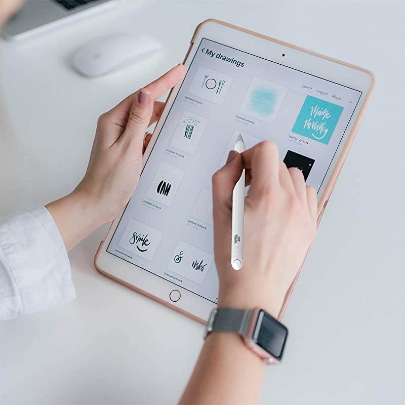 iPad Stylus Stylus for iPhone  Rechargeable Stylus Pen for iPhone and iPad 14mm Fine Tip for Drawing and Writing White