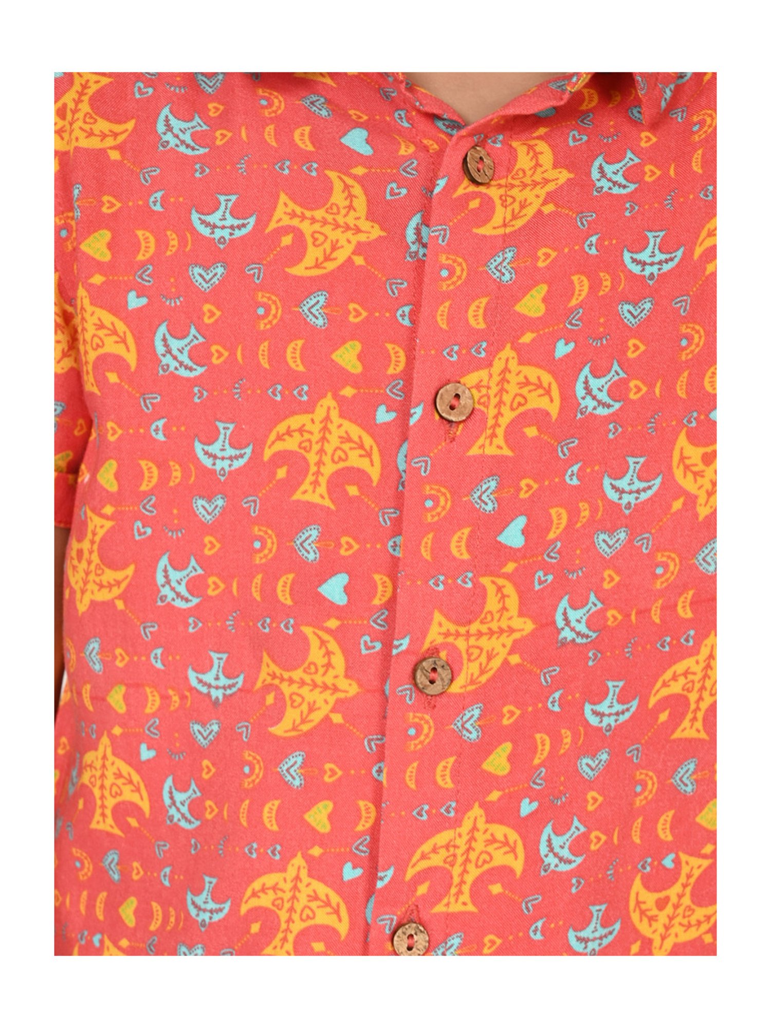 Lil Drama Kids Coral Printed Shirt