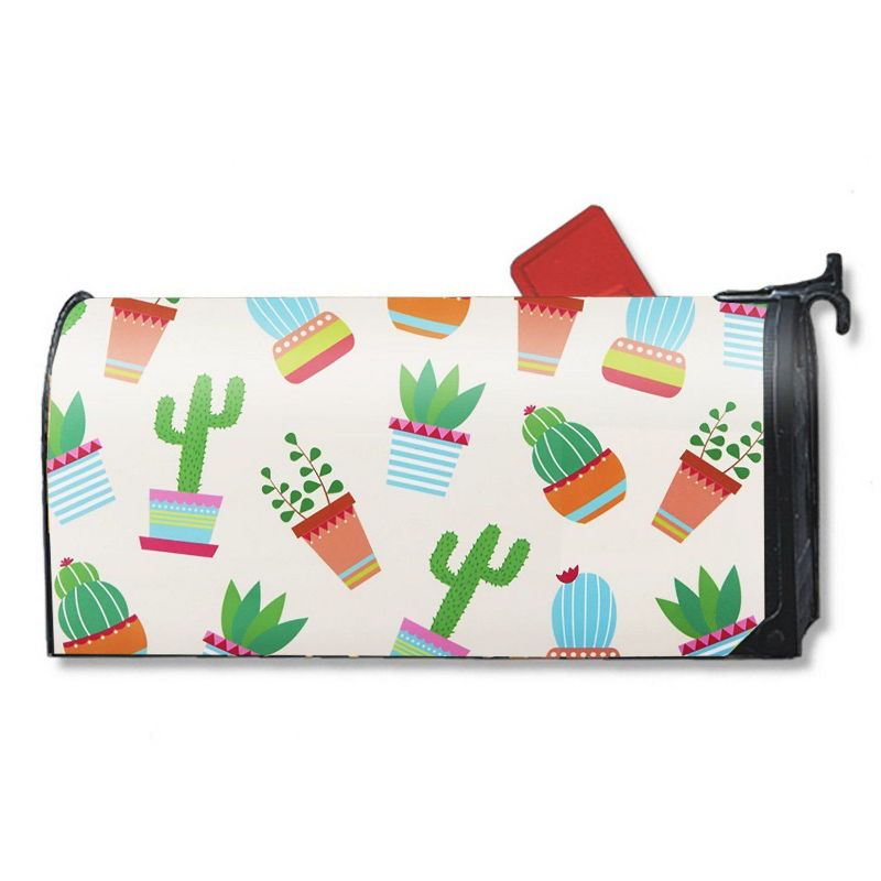 Juvale Cactus Design Magnetic Mailbox Cover, Decorative Vinyl Wrap (17.25 x 20.75 in)