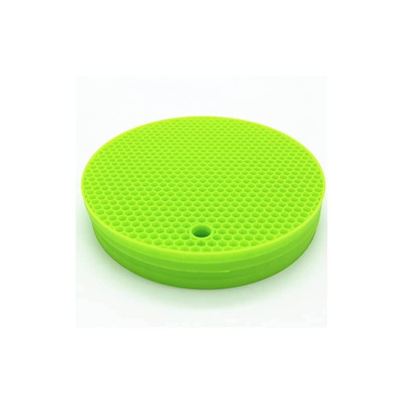 Lucky Plus Silicone Mat for Counter Top Hot Pads for Pan and Pot Heat Resistant Hot Protector Workshop,Table Placemats 4 Pack,Size:7x7 Inch, Color: Green,Shape:Round