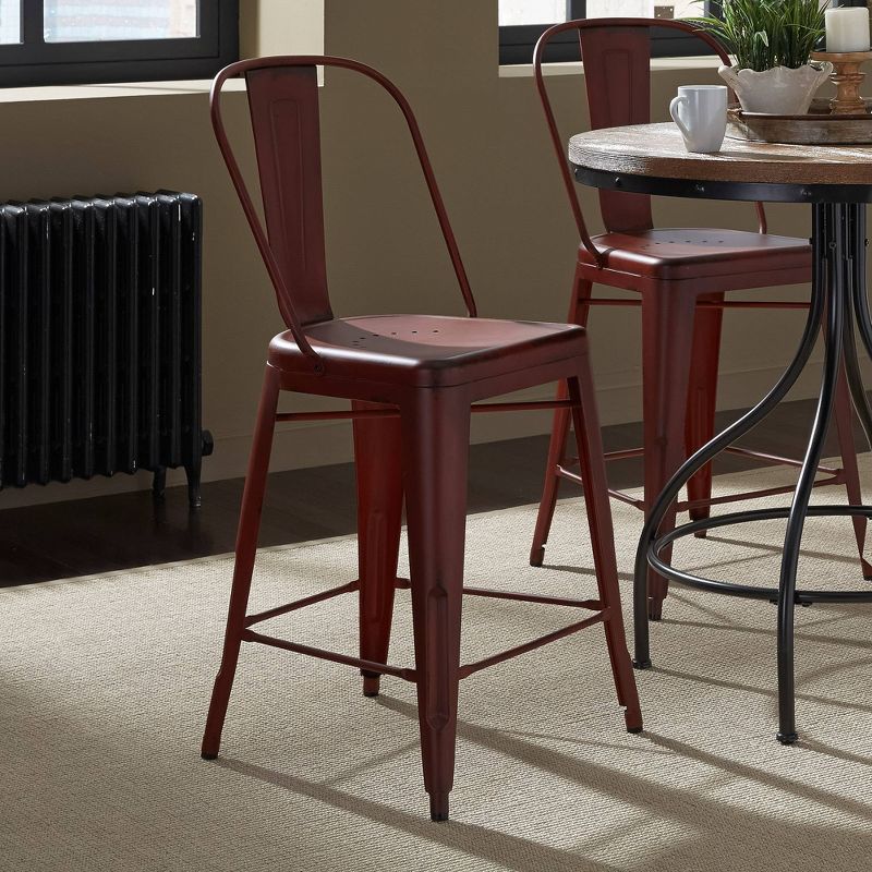 2pc Vintage Series X Back Counter Height Barstool Red - Liberty Furniture