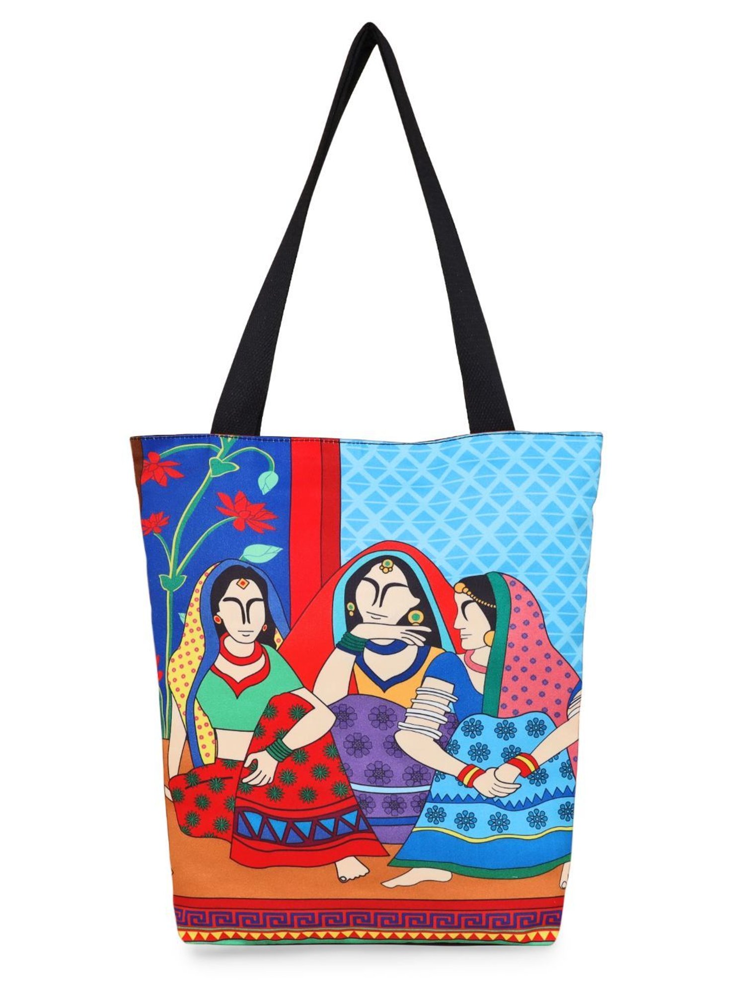 Sabhyata Multicolor Printed Large Tote Bag