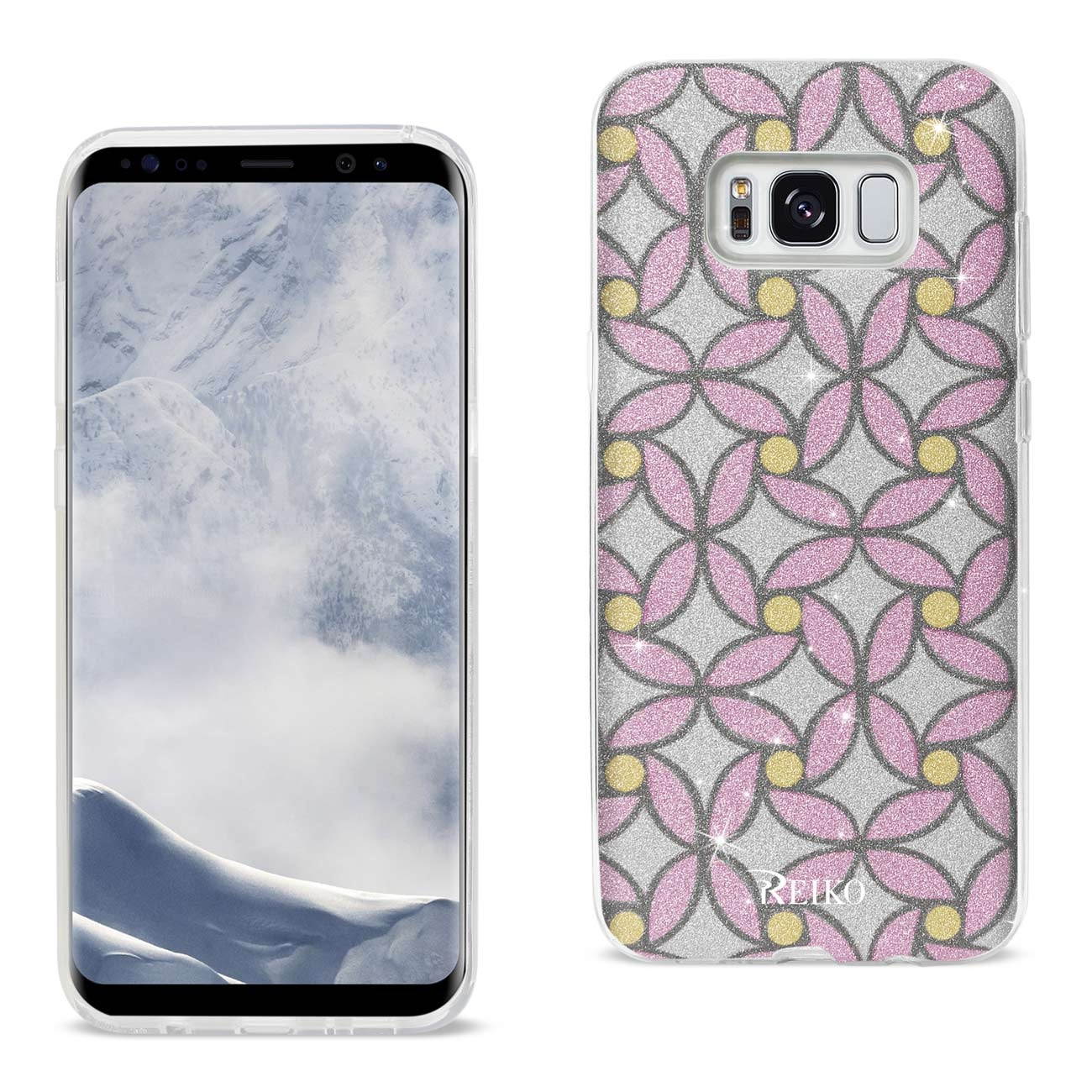 REIKO SAMSUNG GALAXY S8 EDGE/ S8 PLUS SHINE GLITTER SHIMMER FLOWER HYBRID CASE IN FLOWER PINK