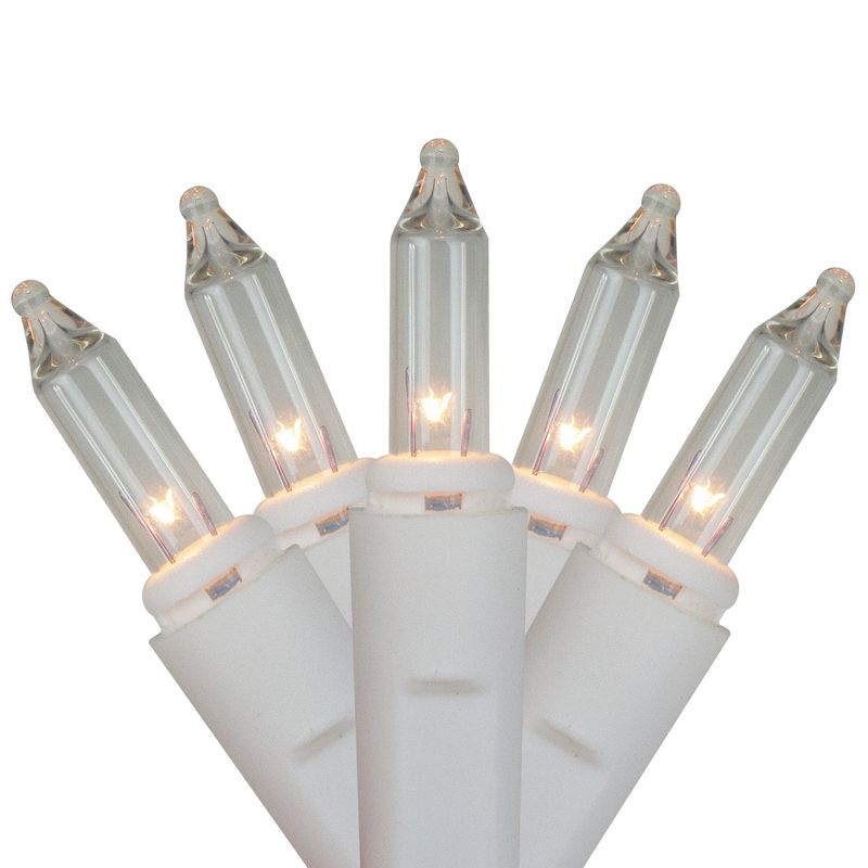 J. Hofert Co 300-Count Clear Mini Christmas Light Garland Set, 9ft White Wire