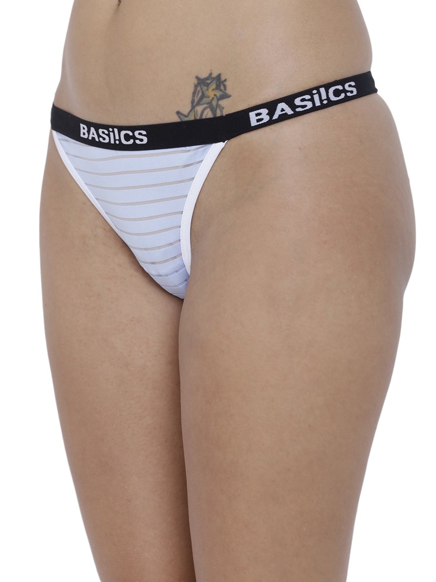 BASIICS by La Intimo Blue Serenity Striped Thong Panty