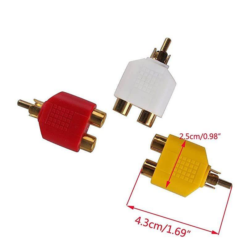 4pcs RCA Y Splitter Adapter 2 Female to 1 Male for Audio Video Av Tv Cable Convert