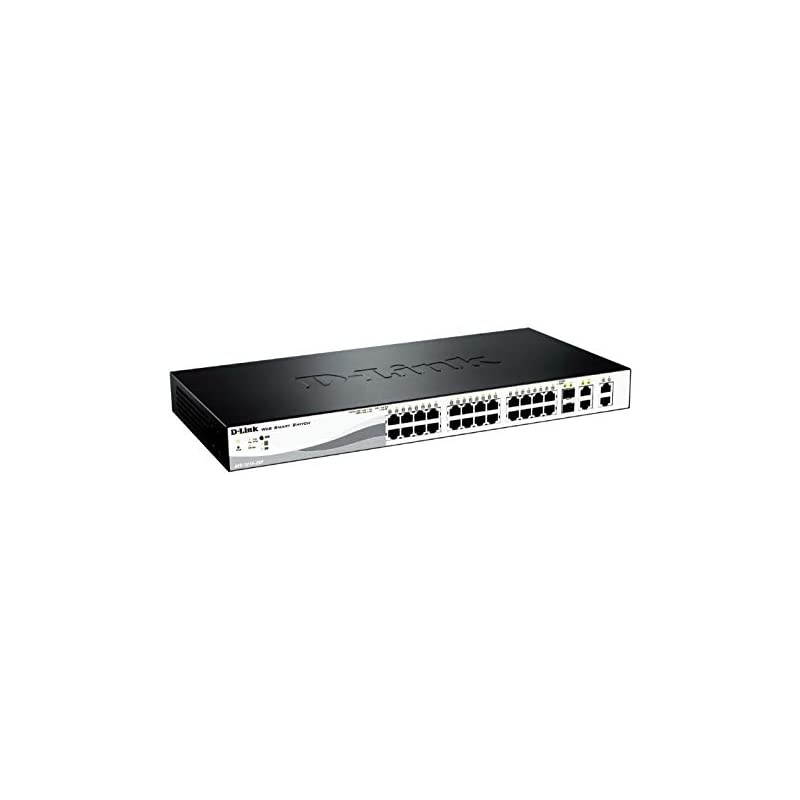 PoE+ Switch, 24 28 Port Fast Ethernet Managed Web Smart 2 Gigabit BASE-T and 2 Gigabit Combo BASE-T/SFP Ports (DES-1210-28P)
