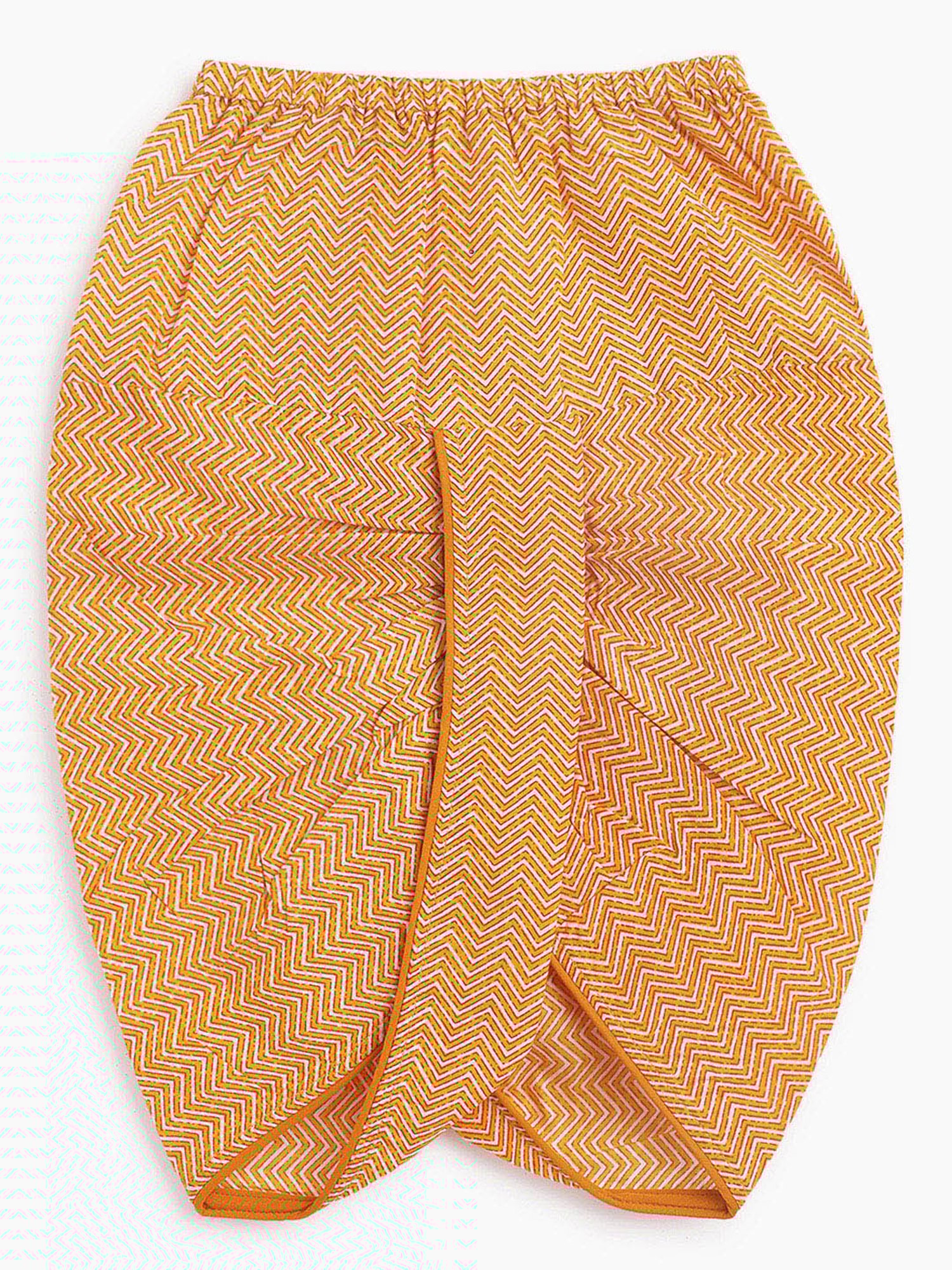 Campana Kids Orange & Mustard Floral Print Full Sleeves Kurta with Dhoti