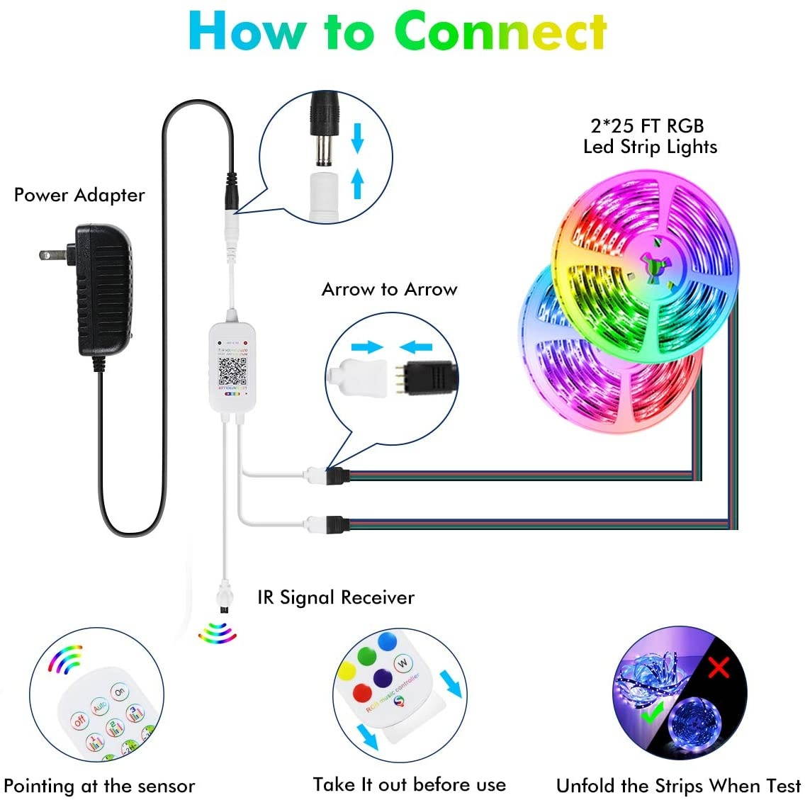 50ft Led Strip Lights Livingpai Color Changing LED Light Strips with Music Sync Remote Built-in Mic Bluetooth App Control RGB LED Lights for Bedroom Party Kitchen TV Home