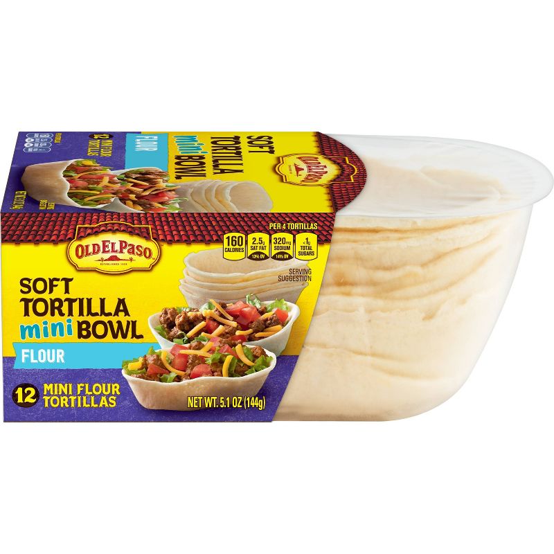 Old El Paso Soft Flour Tortilla Mini Bowls - 5.1oz/12ct