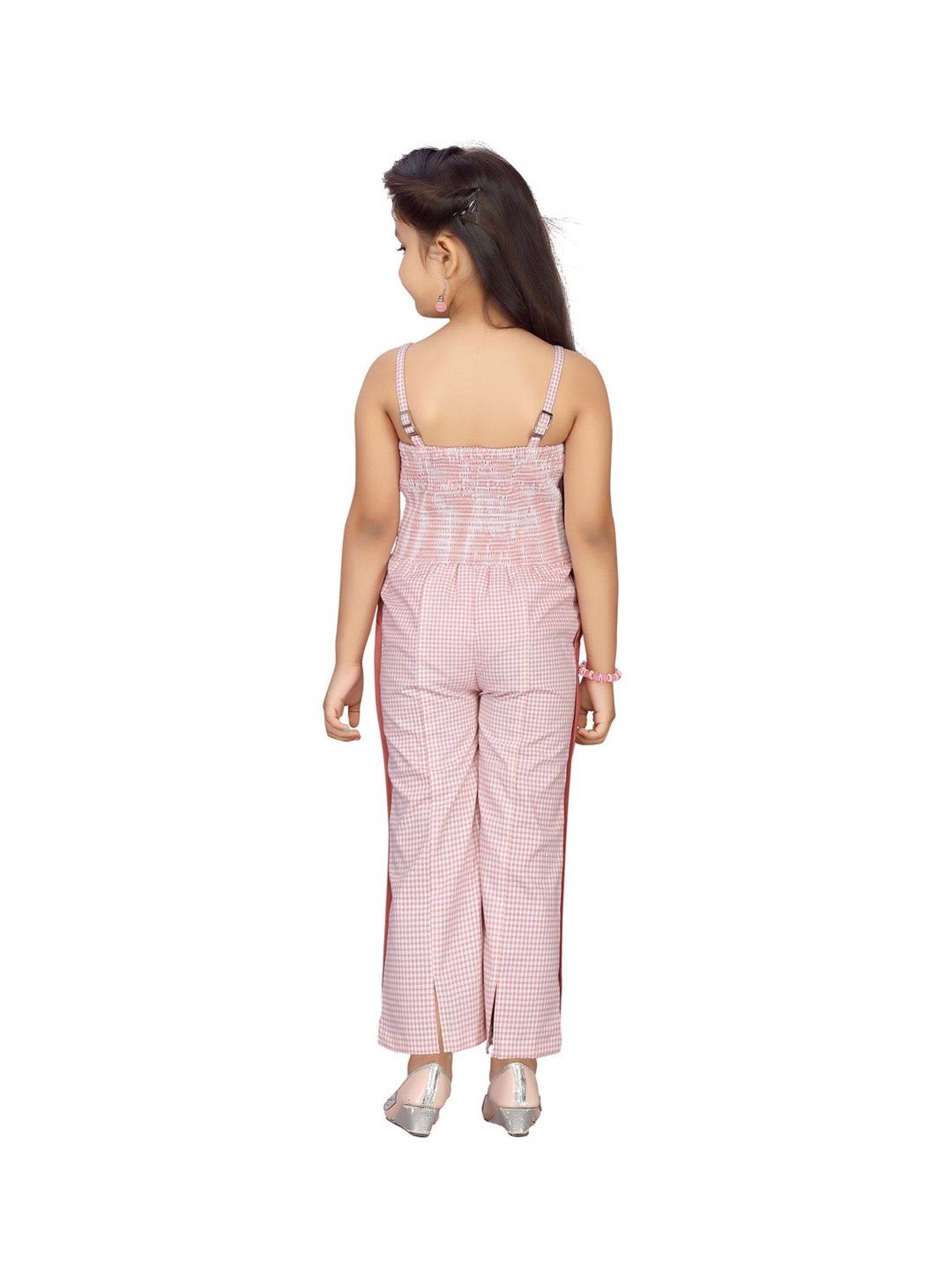 Aarika Kids Peach Printed Jumpsuit