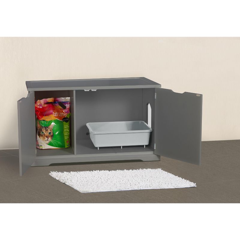 Merry PTH1031722510 Pet Cat Washroom Storage Bench Furniture with Removable Partition Wall, Gray