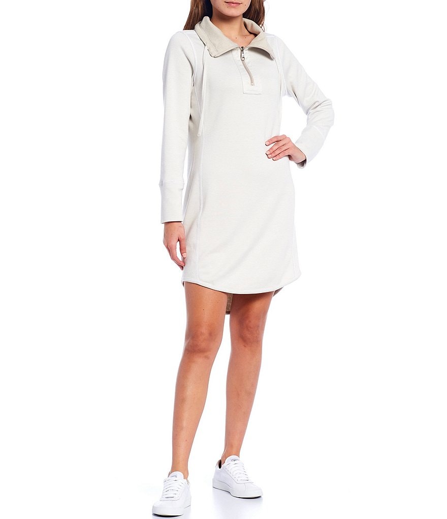 Tommy Bahama Sun Fade Flipside Reversible Spread Collar Long Sleeve Cotton Blend Dress