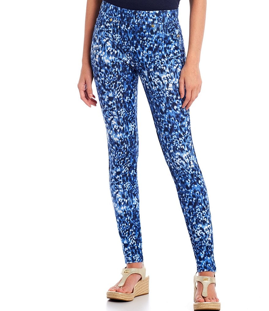 MICHAEL Michael Kors Tonal Ikat Textured Print Stretch Knit Twill Pull-On Leggings
