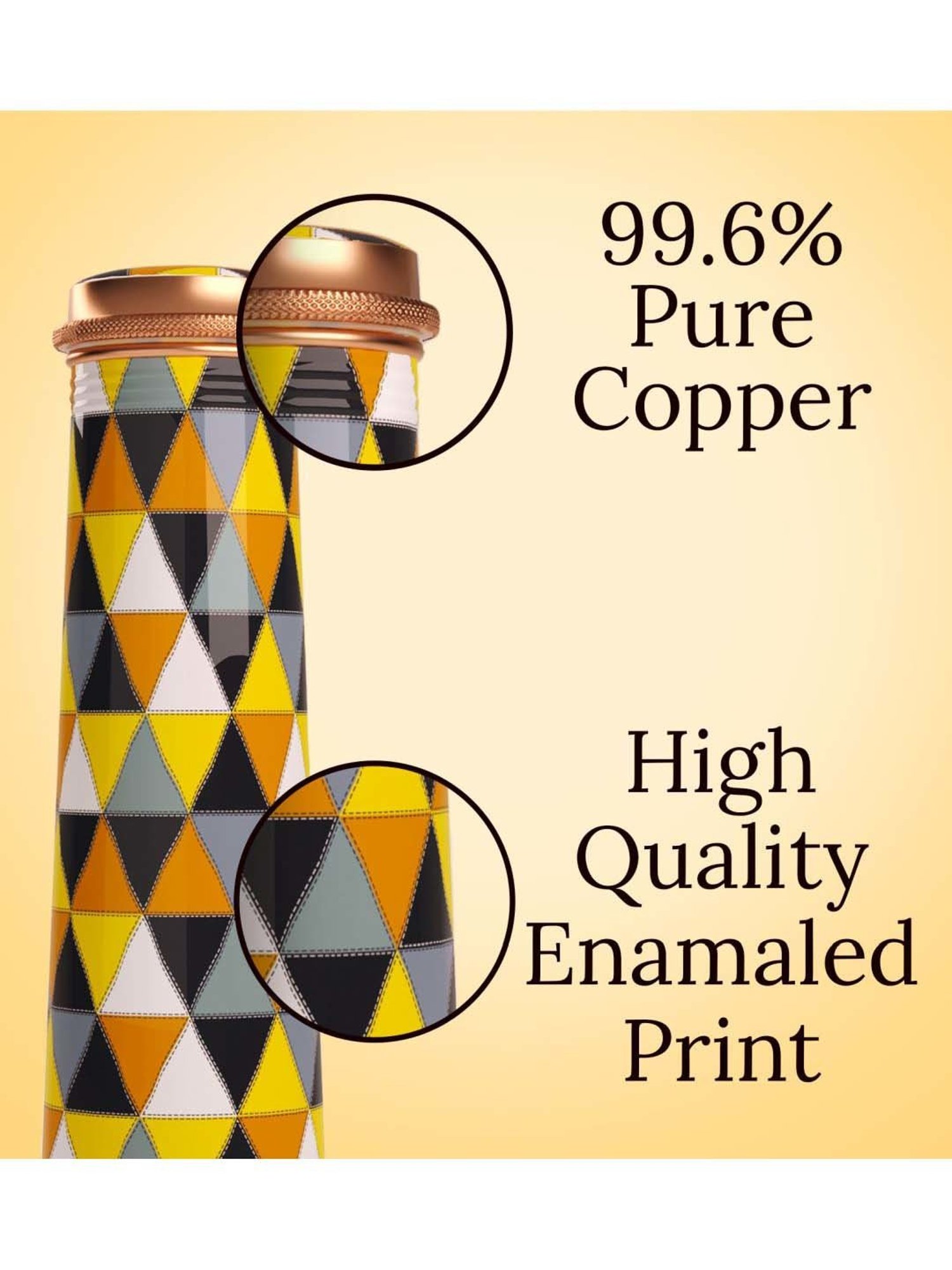 Everything Beautiful Yellow & Black Copper Water Bottle - Slim (0.75 L)