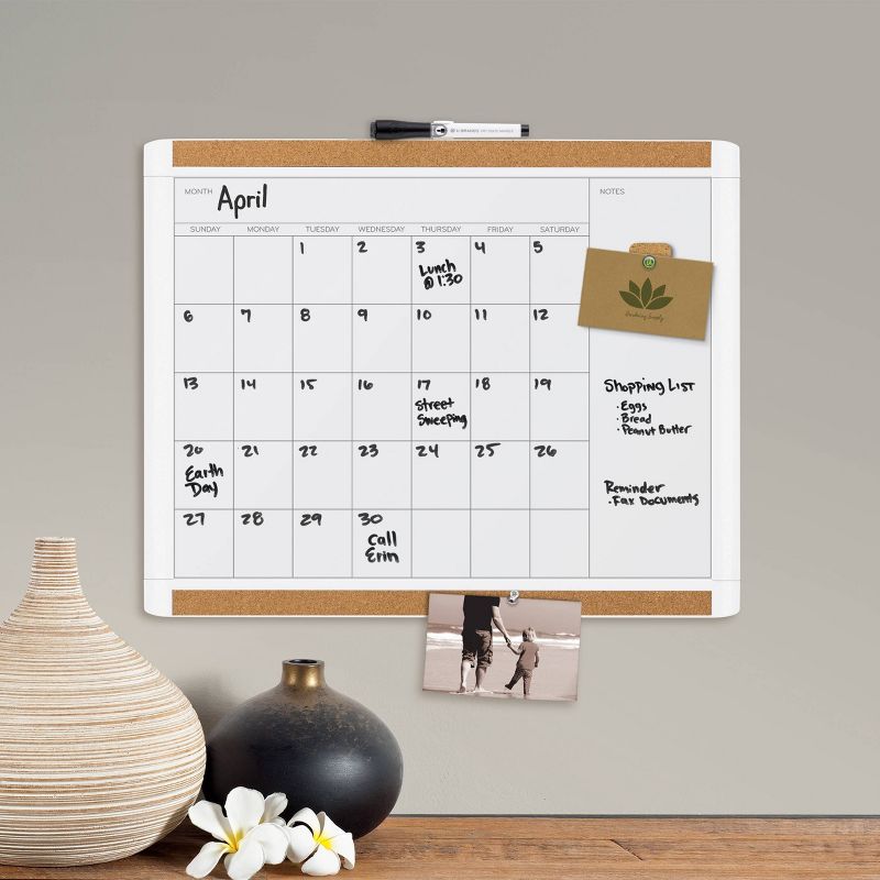 U Brands 20"x16" PINIT Magnetic Dry Erase Calendar Board