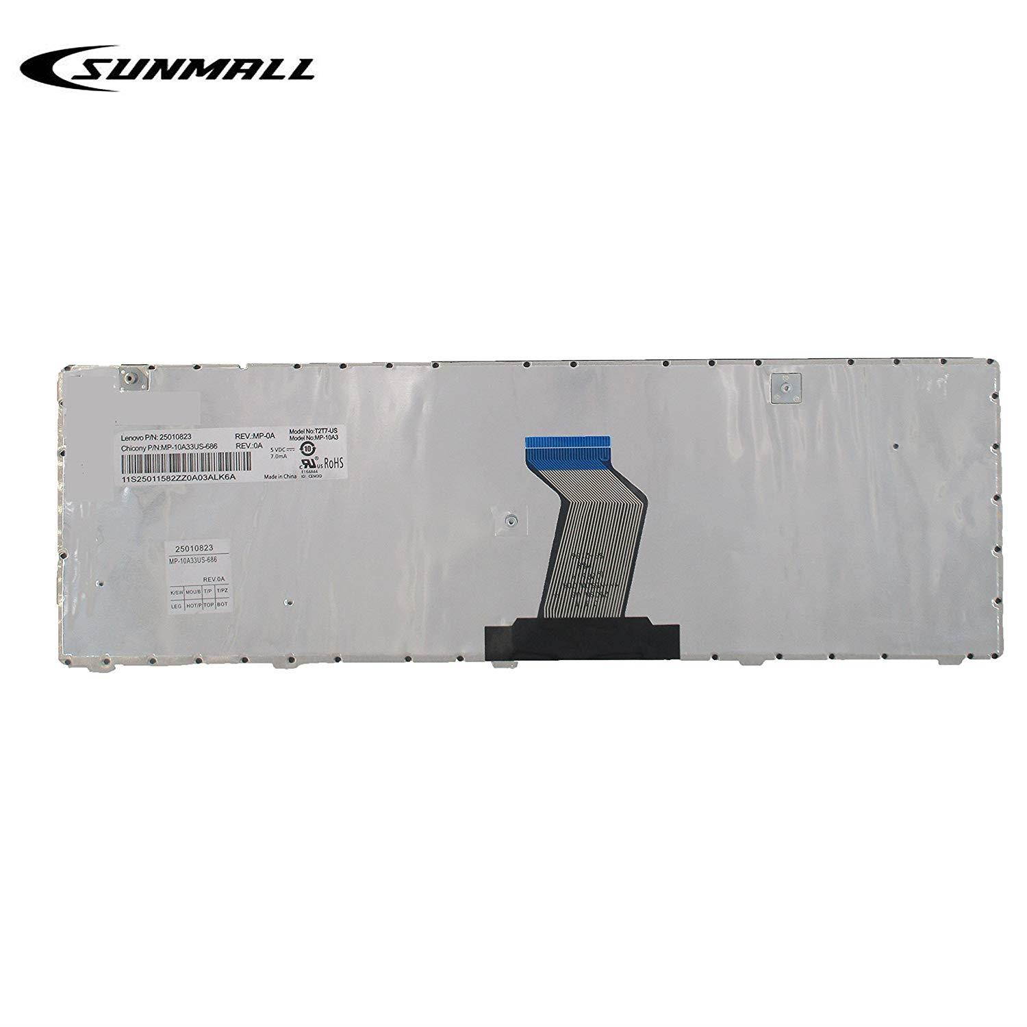 SUNMALL New Keyboard Replacement With Frame for IBM LenovoIdeapad G570 Z560 Z560A Z560G G575 G780 G770 Z565 Series Laptop/Notebook Black US Layout(6 Months Warranty)