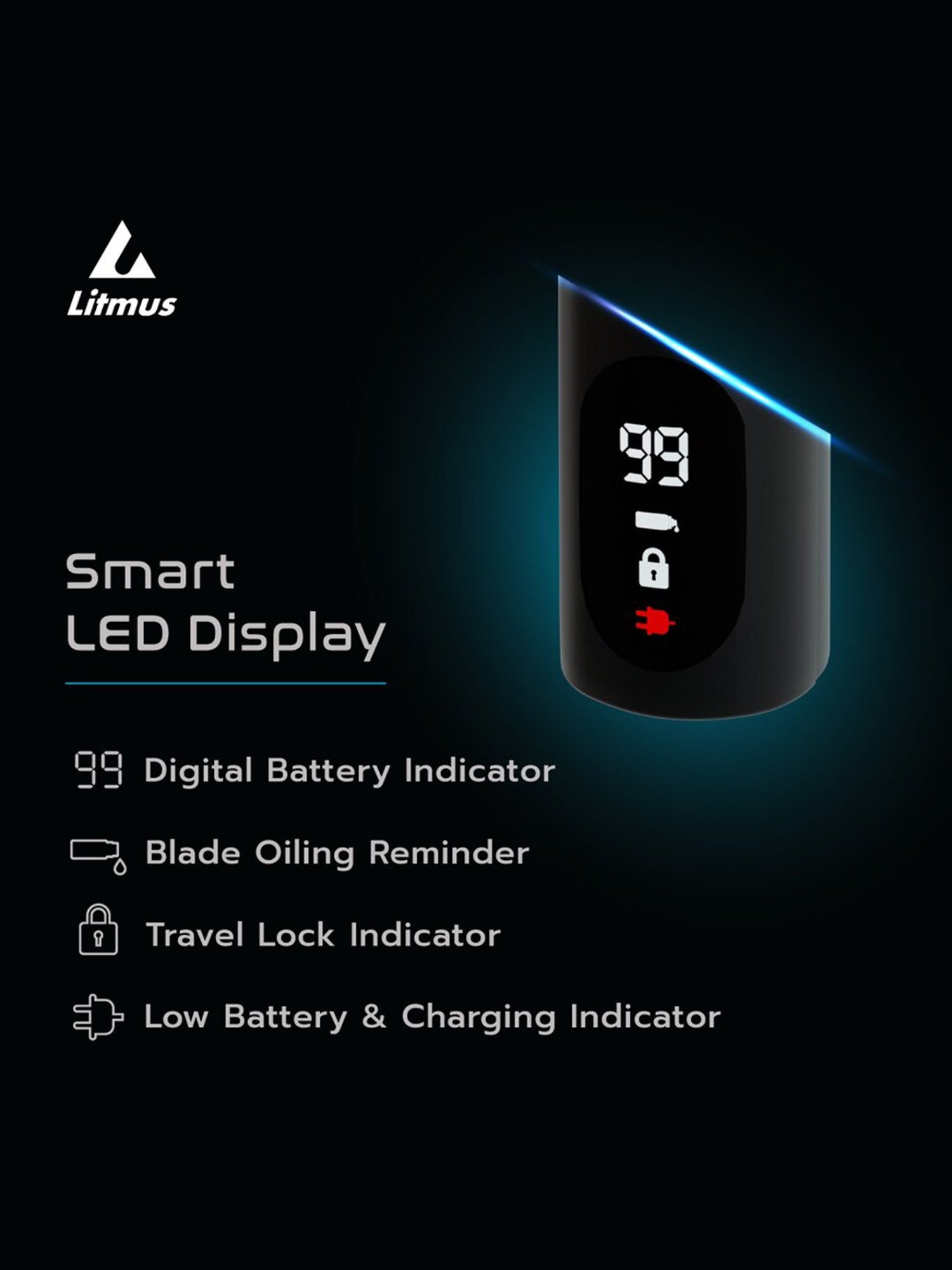 Litmus EDGE 05 Beard Trimmer for Men with 90 Min Runtime & 5 Mins Quick Charge (Matte Black Edition)