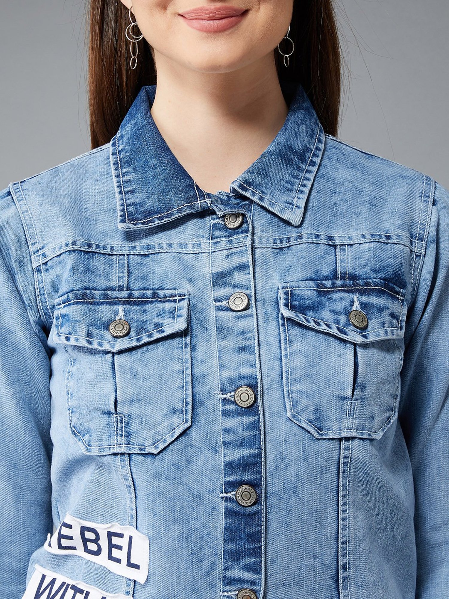 DOLCE CRUDO Light Blue Relaxed Fit Denim Jacket