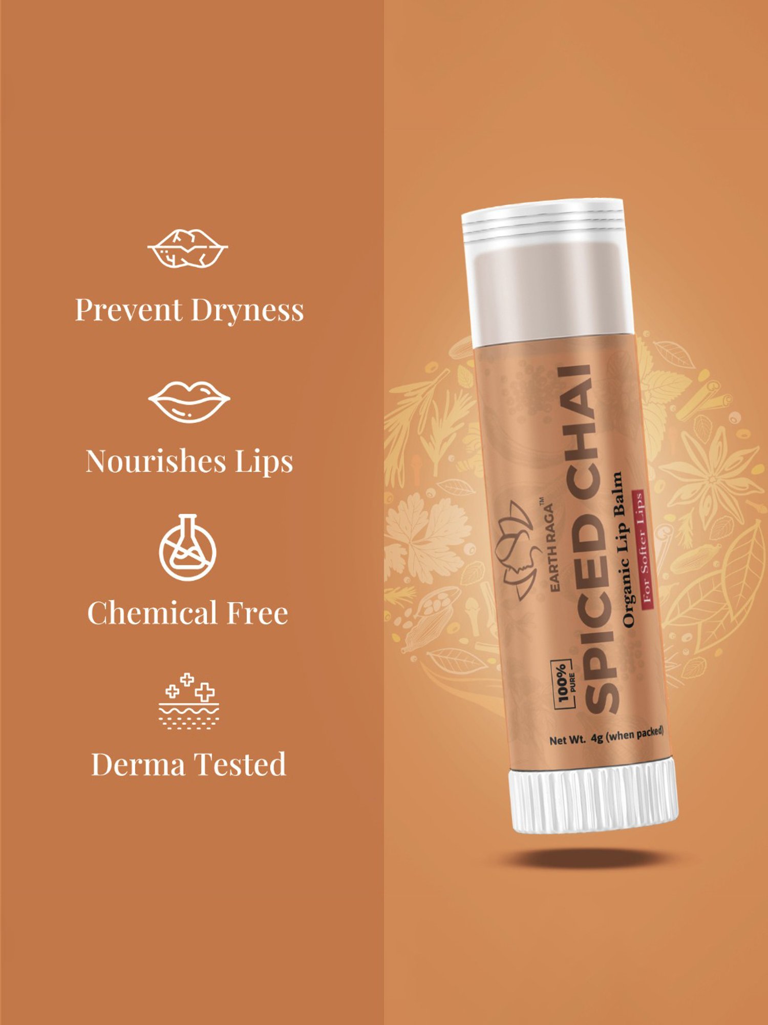 Earthraga Spiced Chai Organic Lip Balm - 4 gm