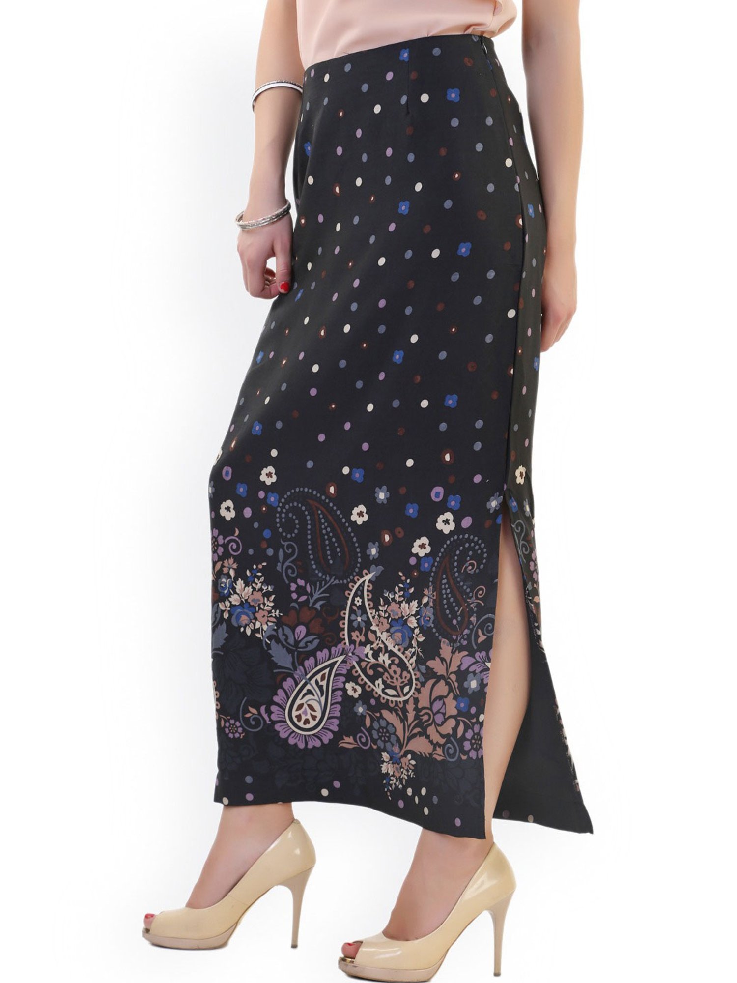 Belle Fille Black Printed Skirt