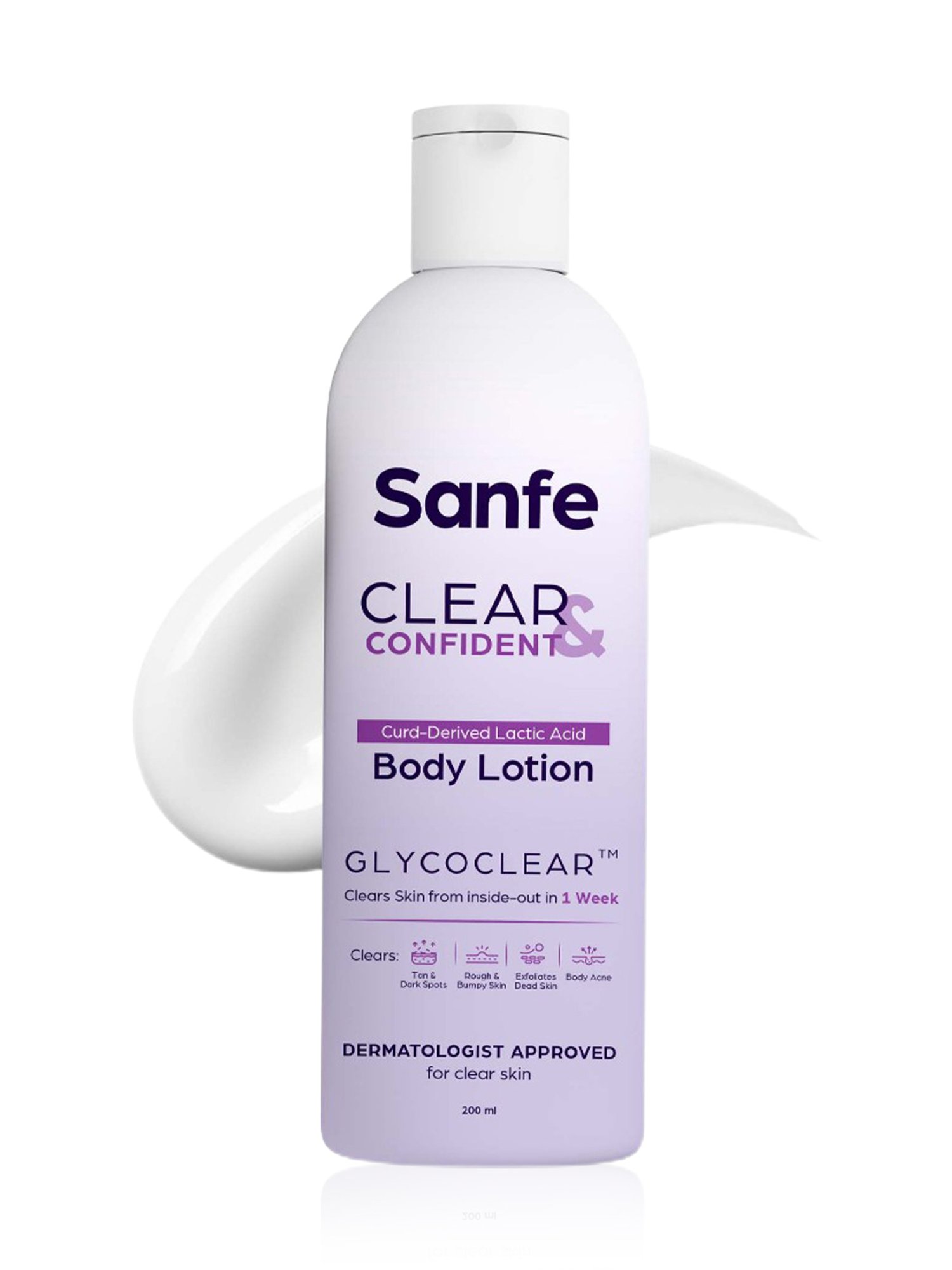 Sanfe Clear & Confident Curd-Derived Lactic Acid Body Lotion - 200 ml