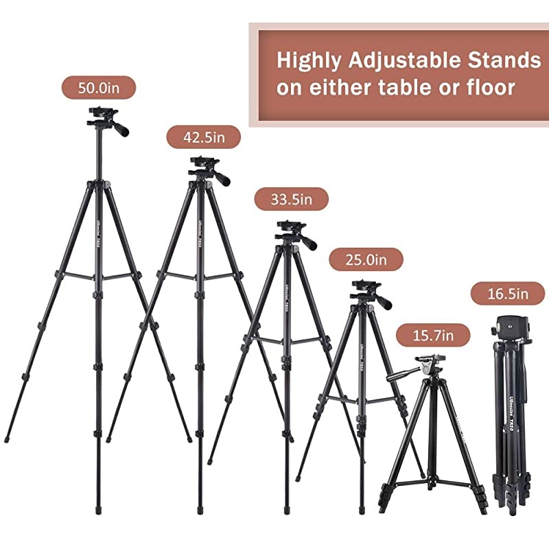 10" Selfie Ring Light with 50" Extendable Tripod Stand & Phone Holder for Live Stream/Makeup, Mini Desktop Led Camera Ringlight for YouTube Video, Compatible with iPhone/Android