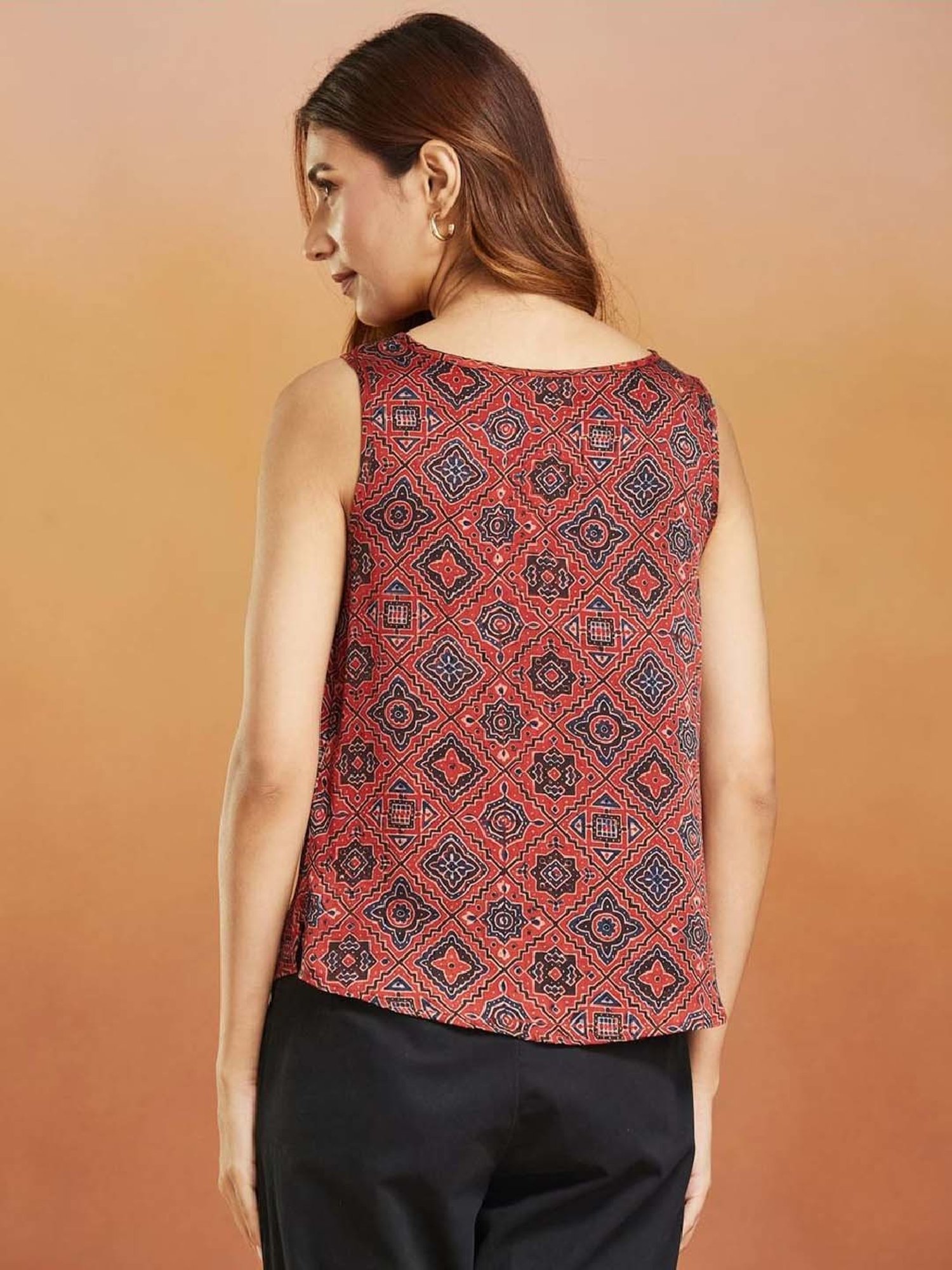 Fabindia Red Printed Top