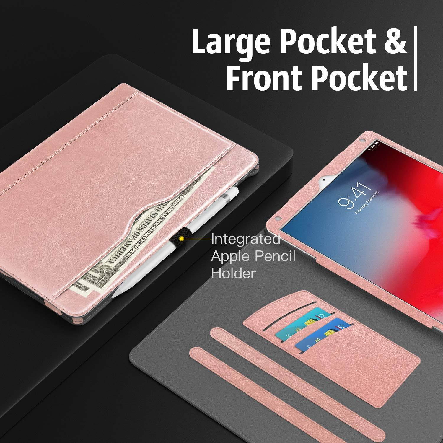 MoKo Case Fit New iPad Air (3rd Generation) 10.5" 2019/iPad Pro 10.5 2017 - Slim Folding Stand Folio Cover Case with Auto Wake/Sleep and Document Card Slots, Multiple Viewing Angles - Rose Gold