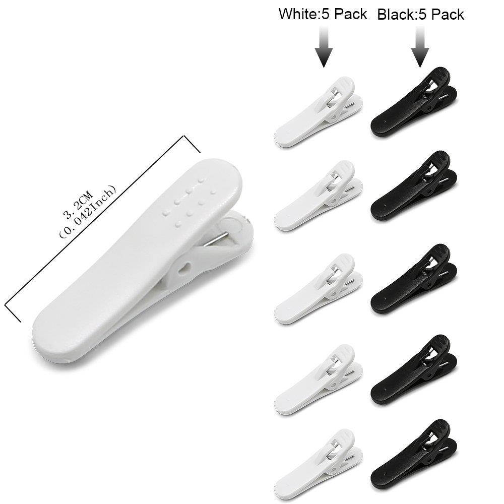 Earphone Wire Clips, iMangoo [10 Pack] Headphone Cable Clip Headset Cable Clips Holder Clothing Clip Fixing Headphone Wire in Place While Fitting Running Hiking Doing Exercise White & Black