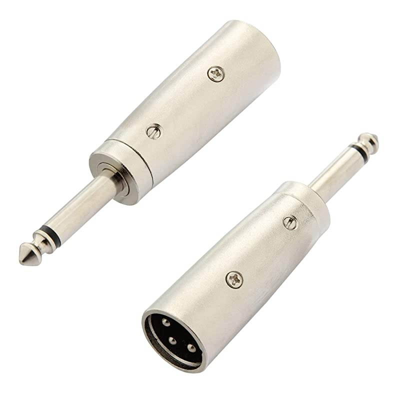 Male to 14 TS Adapter 635mm Mono Plug to Male Unbalanced Audio Adapter Gender Changer Connector Silver 2 Pack JOLGOO