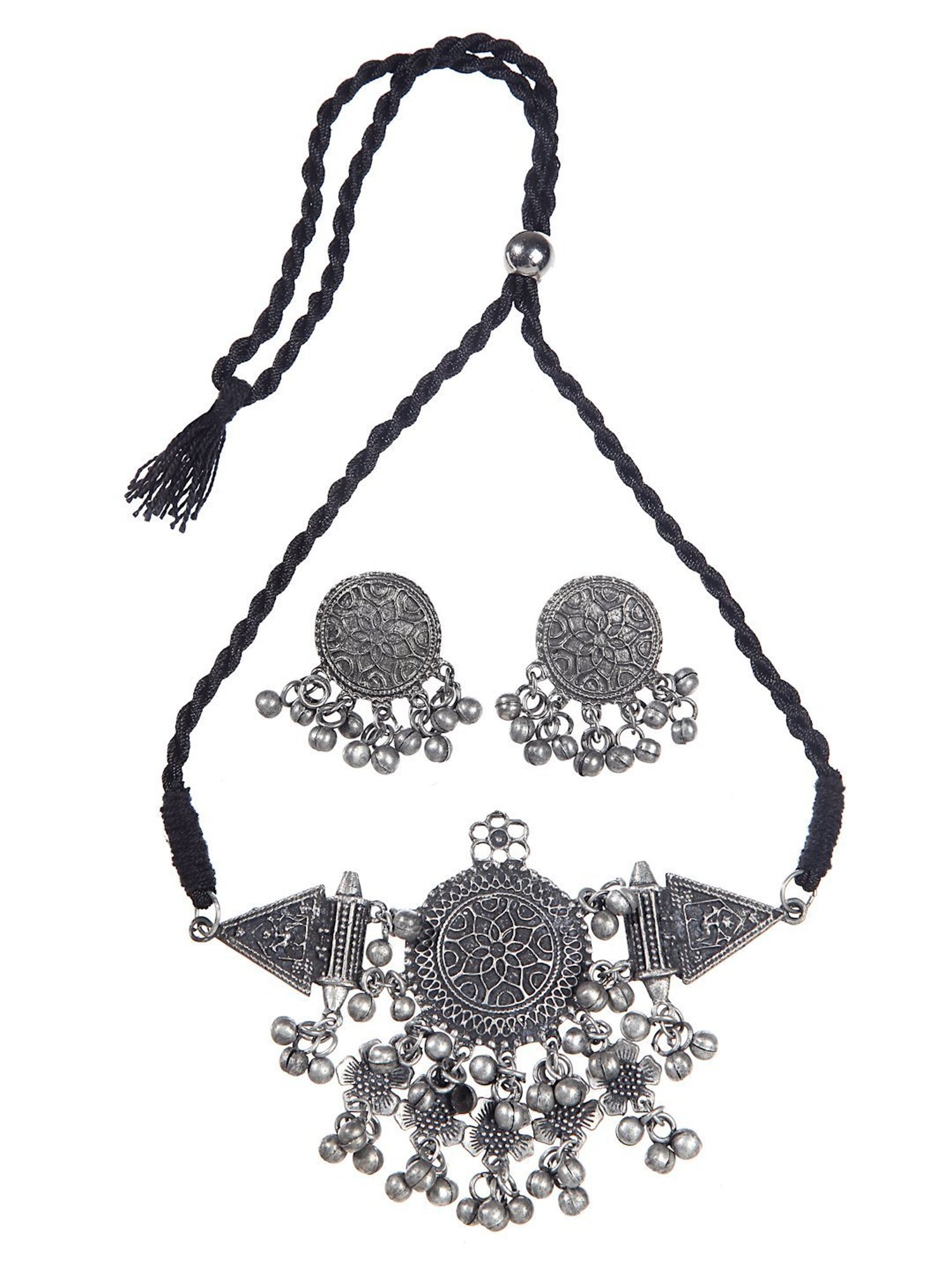 Bold By Priyaasi Men's Stylish Silver-Plated Dumbbell Pendant on a Trendy Chain