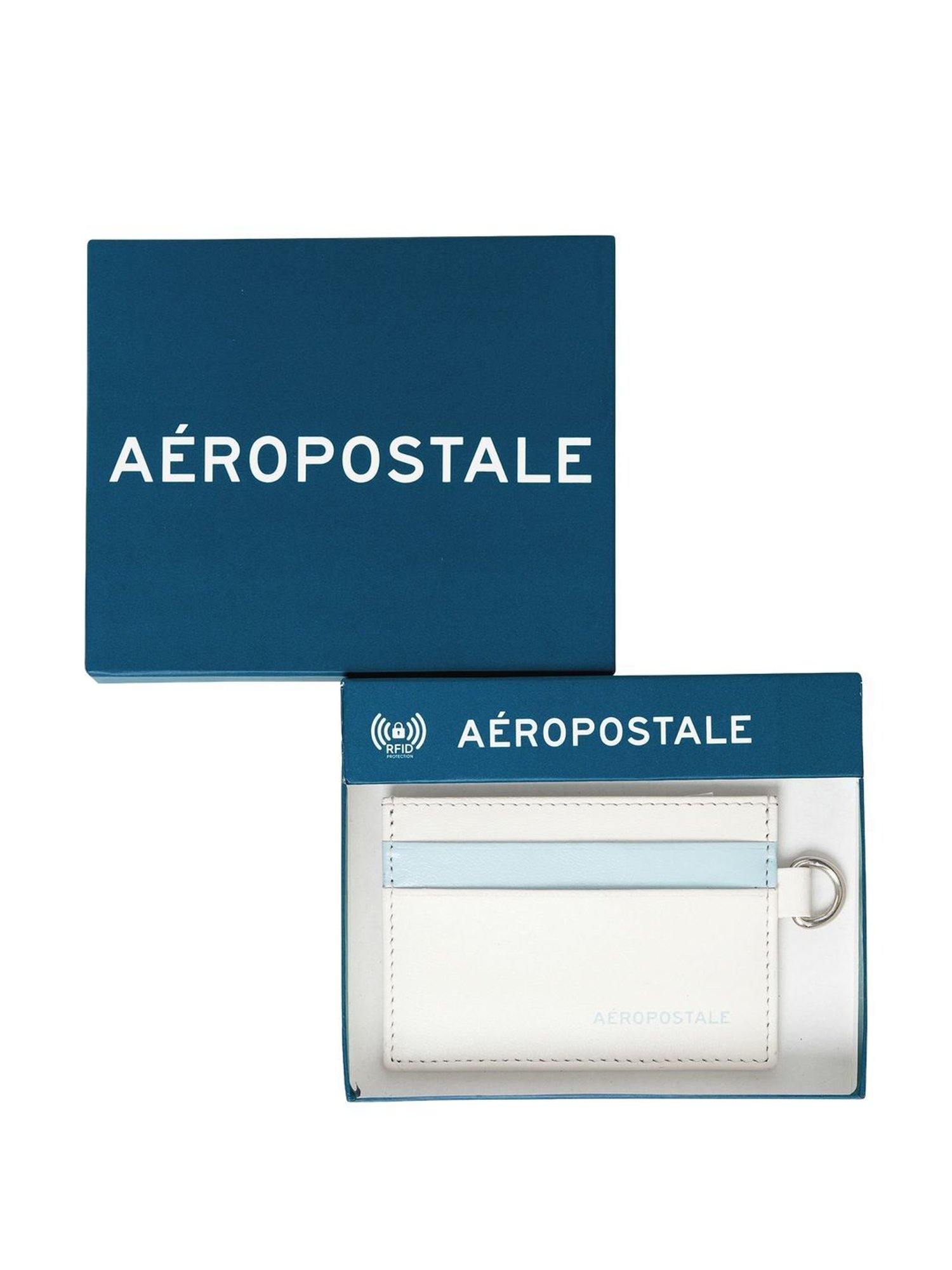 Aeropostale Oxnard Ivory & Blue Color Block Card Holder