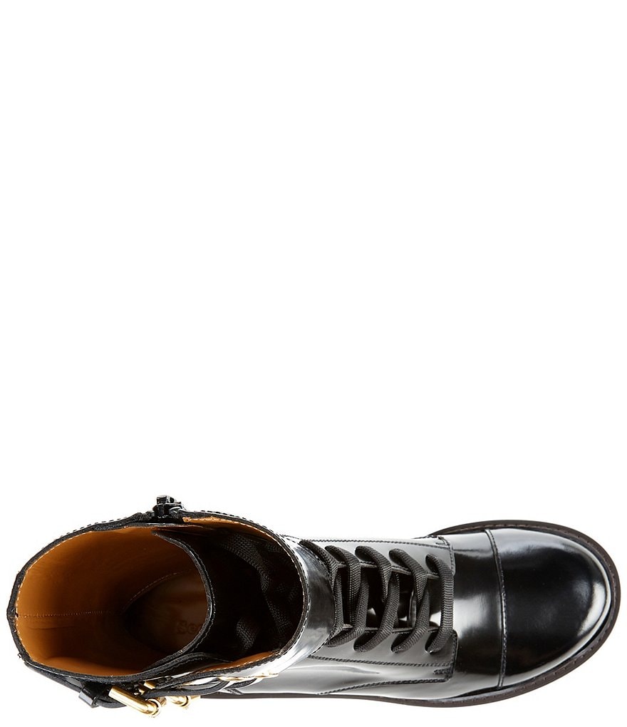 See by Chloe Mallory Military Leather Lug Sole Combat Booties