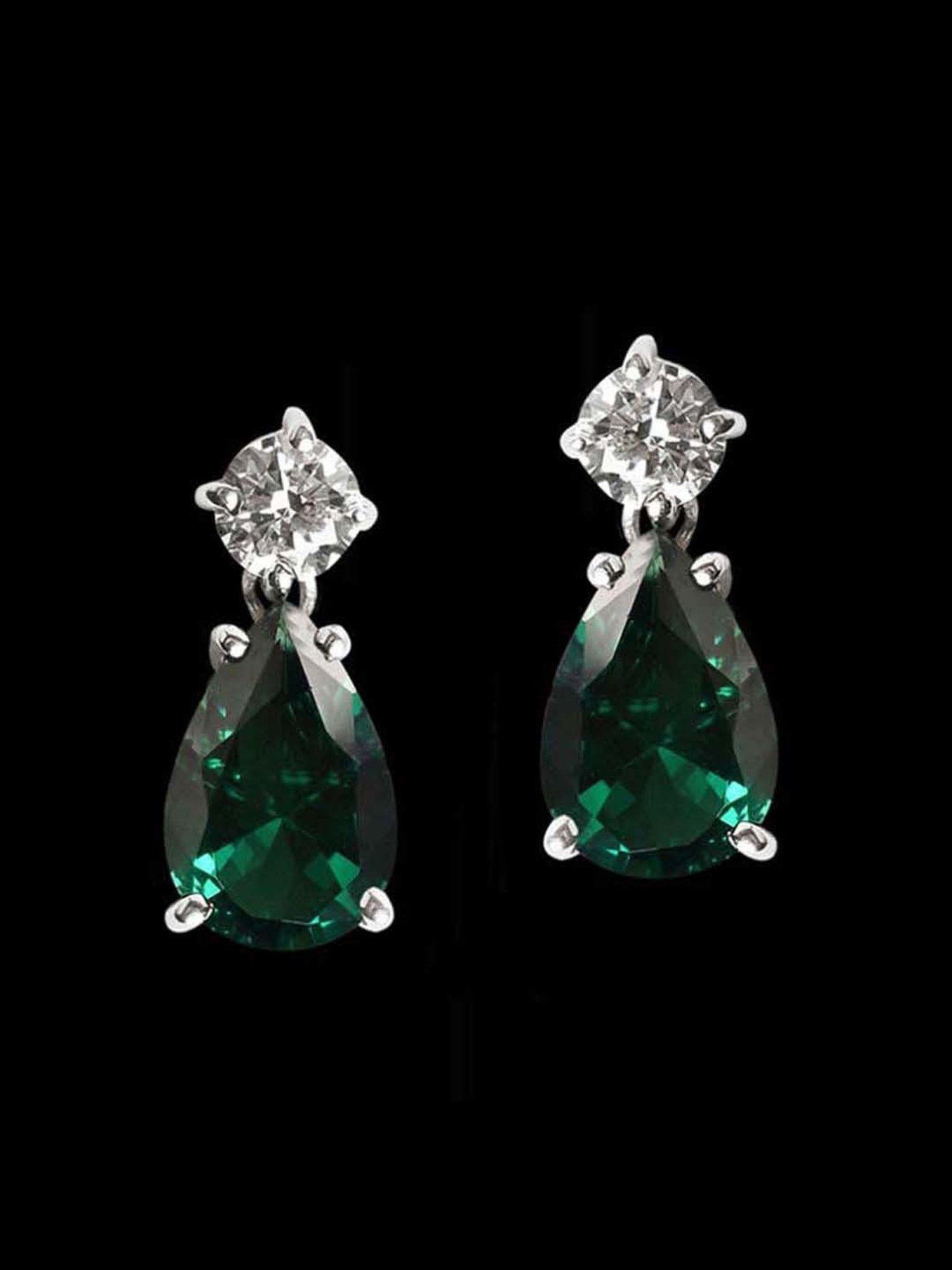 Clara 92.5 Sterling Silver Stone Solitaire Green Drop Earrings for Women