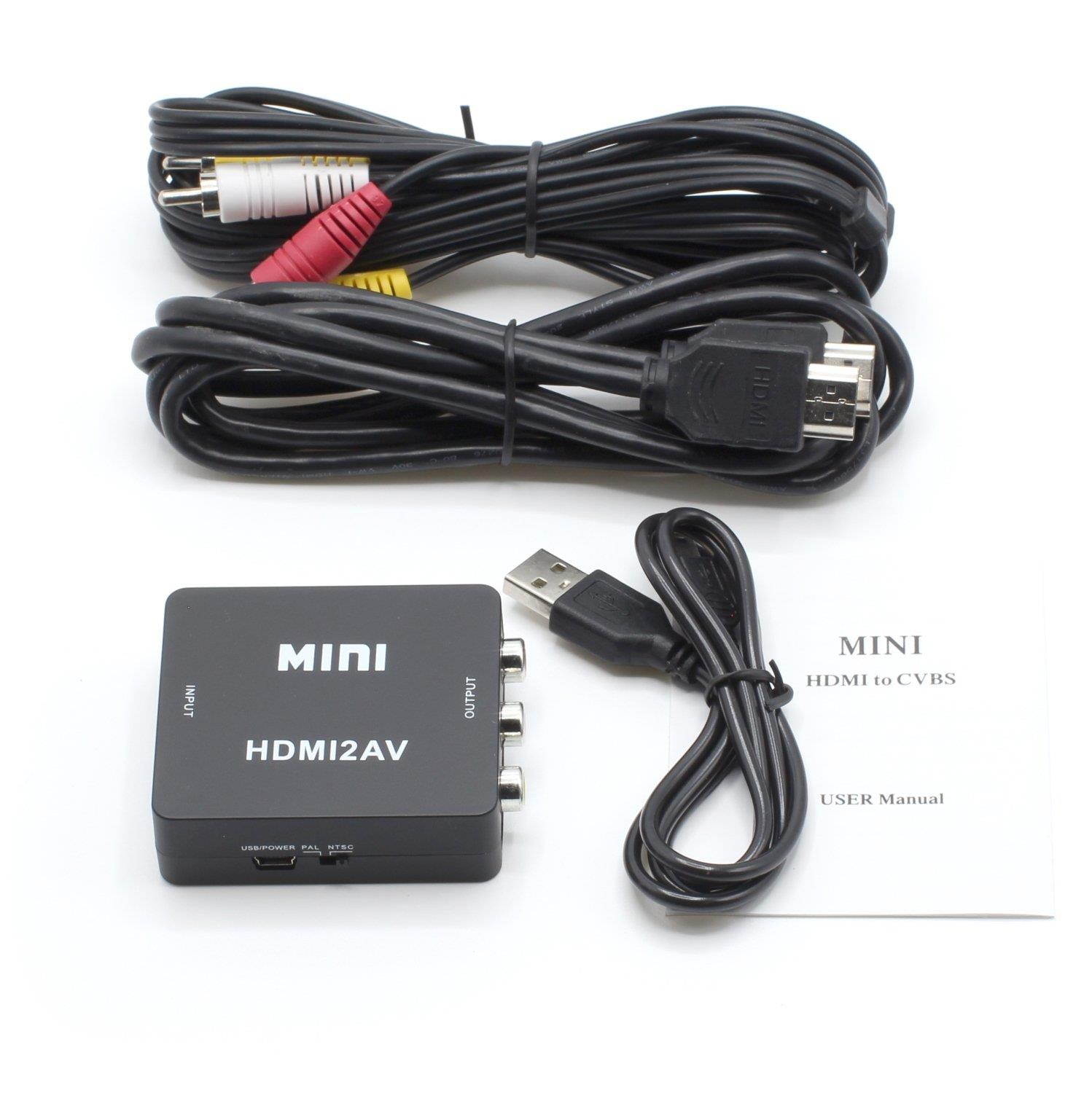 HDMI to RCA Converter Kit | FEATURES Converter &ndash; HDMI & Composite Cables - Black