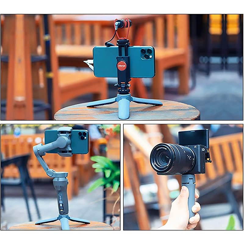 Tripod, Cell Phone Tripod, Tabletop Holder Tripod Compatible with Gopro Hero 8 Black DJI Osmo Mobile 2 3 Osmo Pocket Osmo Action ZHIYUN Smooth 4 Q2 Fully Adjustable Angle & Rotation (Gray)