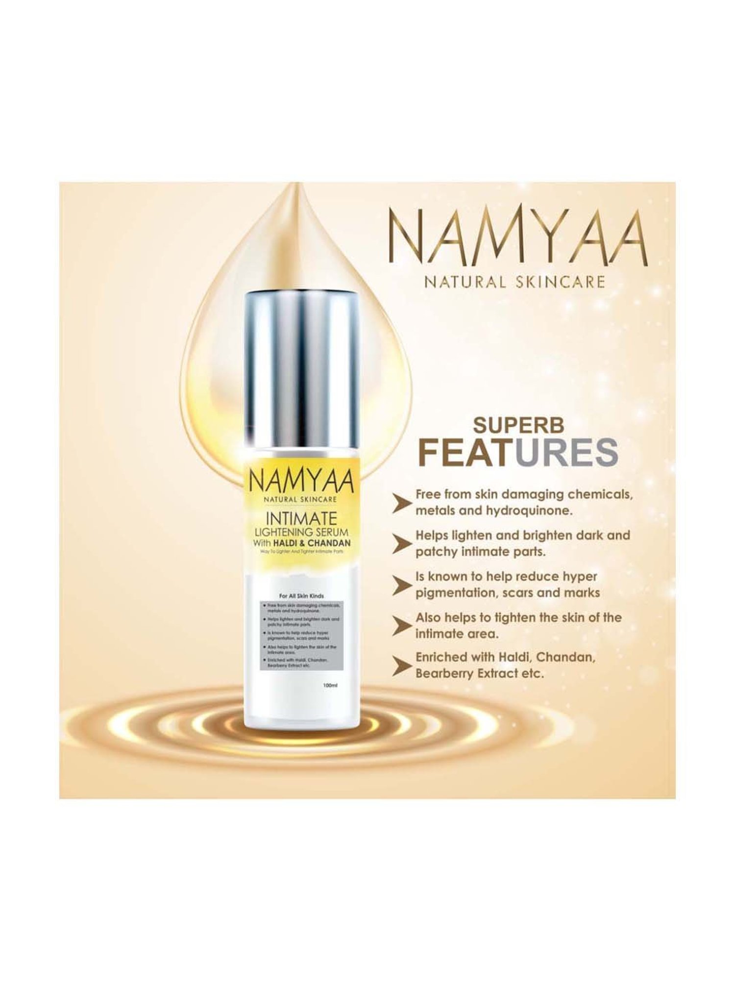 Namyaa Advanced Haldi Chandan Intimate Lightening Serum - 100 gm