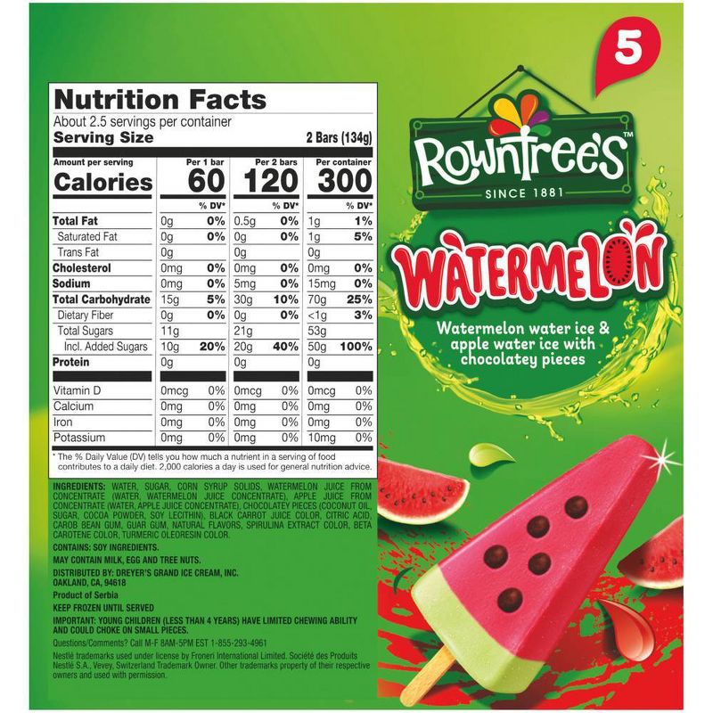 Rowntree Frozen Watermelon Bar - 12.3fl oz/5pk